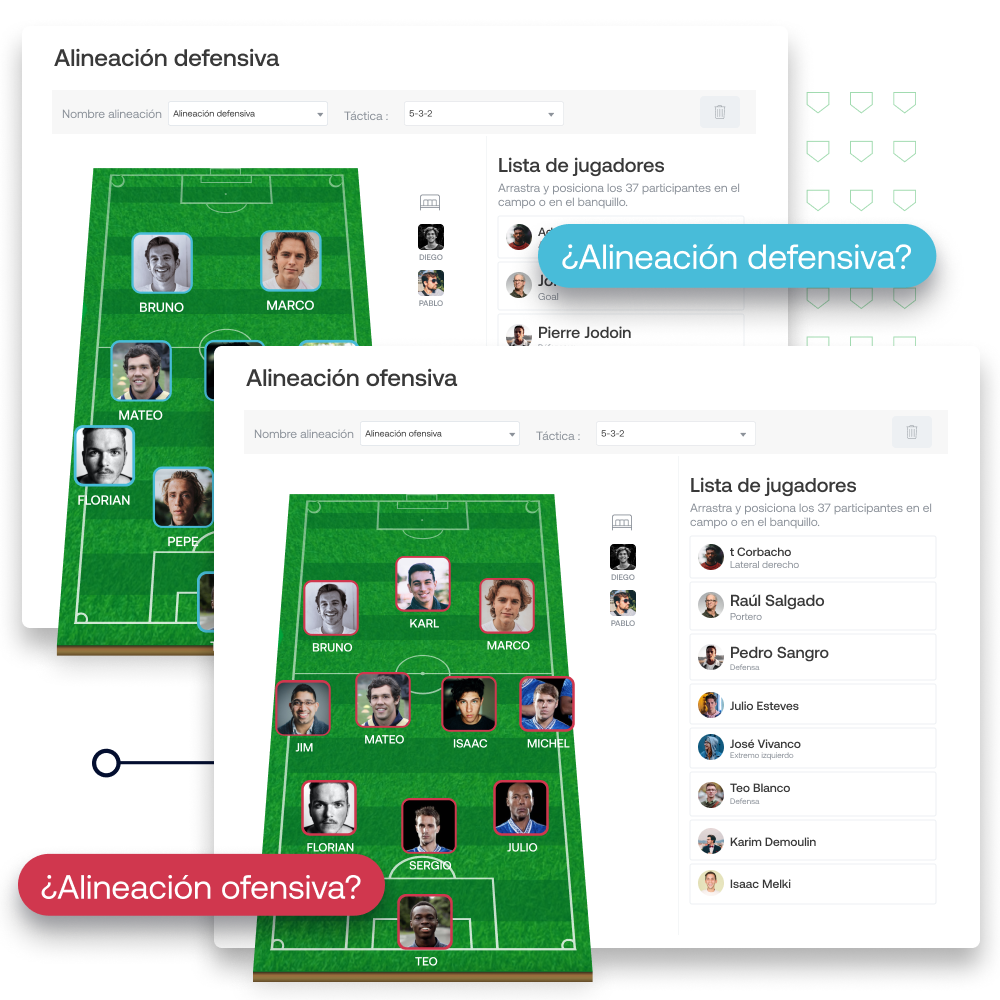 Puedes crear diferentes alineaciones para tu equipo