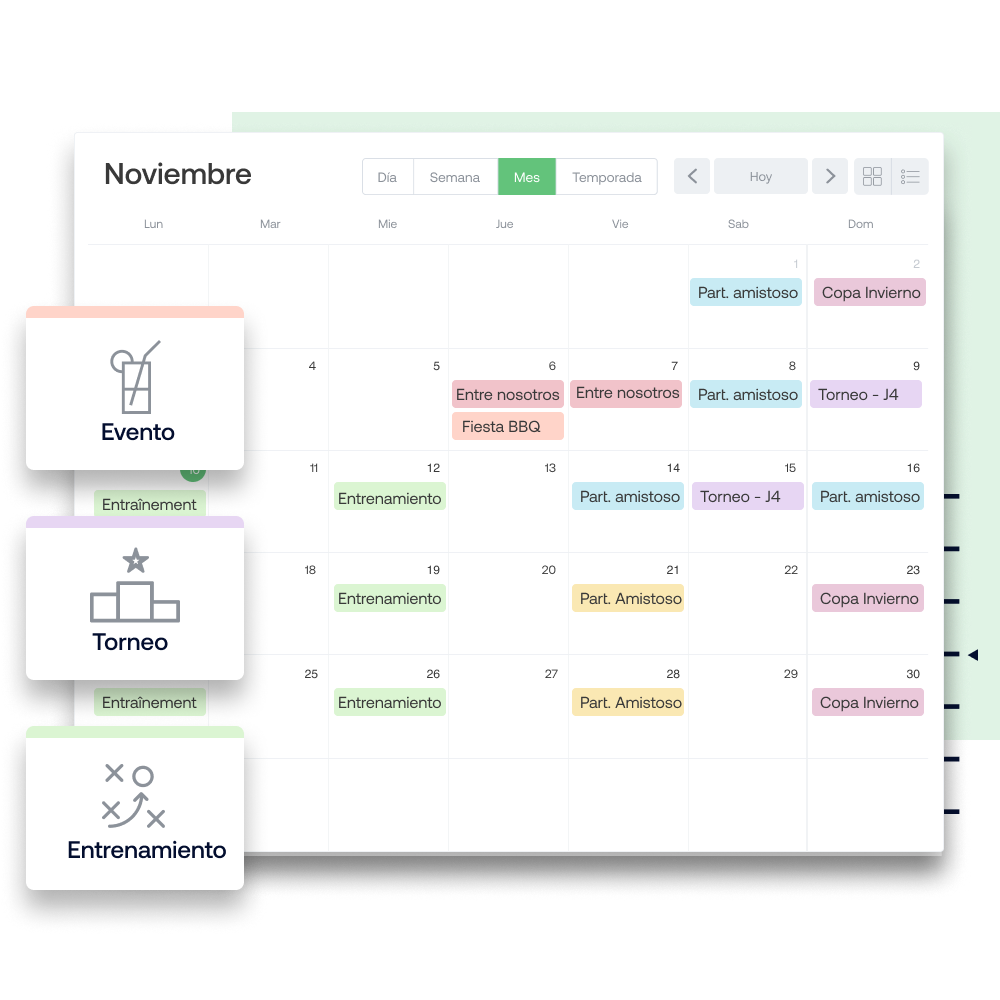 Calendario del equipo en SportEasy